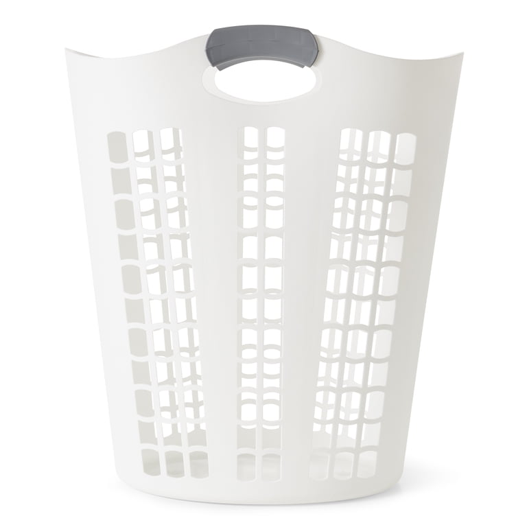 Gracious Living Slim Plastic Laundry Hamper, Easy Carry Flex with