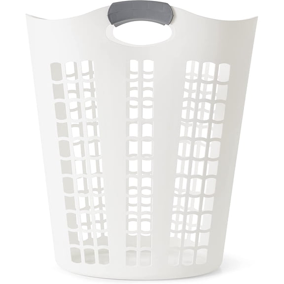 Gracious Living Easy Carry Flex Laundry Hamper 87.5L White with Handles for Home