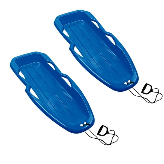 Gracious Living H2O! Raptor Boggan, Plastic Snow Sled for Kids & Adults, Blue (2 Pack)