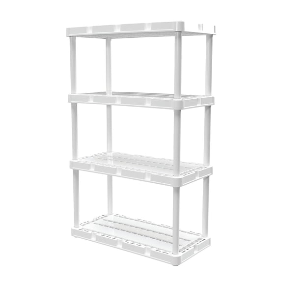 Gracious Living Knect-A-Shelf 4-Shelf Plastic Storage Shelves and Shelving Unit, White