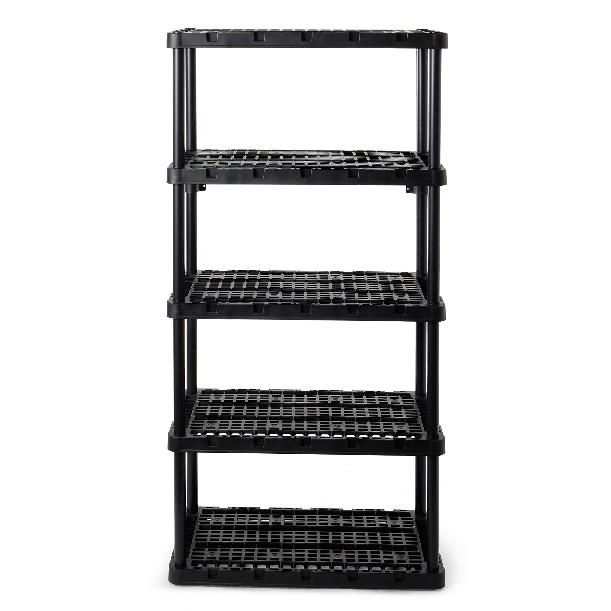 Gracious Living 72" Black 5-Tier Ventilated Plastic Shelving Unit