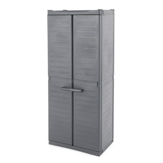 Gracious Living MaxIt Large Plastic 3-Shelf Garage Cabinet, Grey