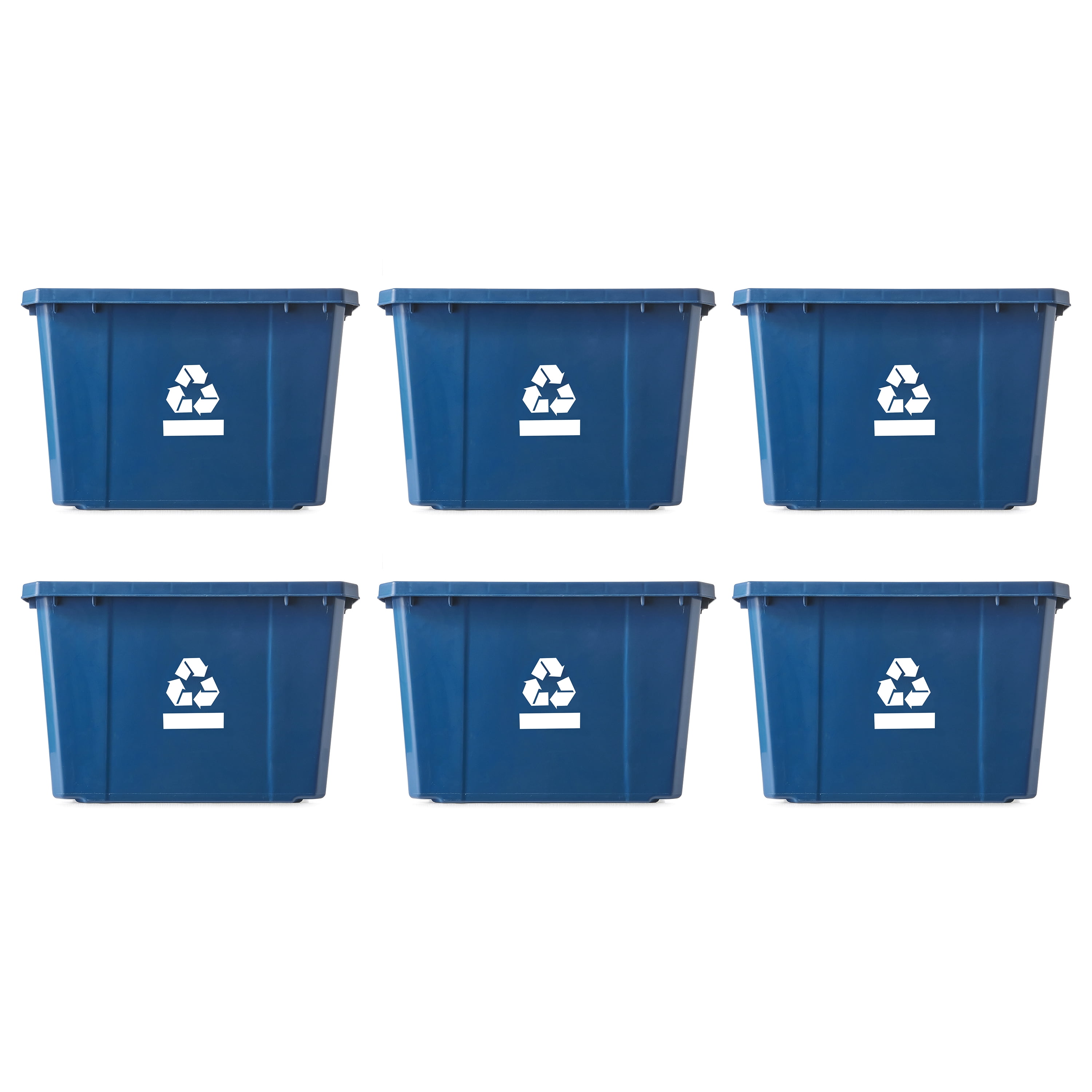 Gracious Living Medium Curbside Blue Recycling Bin, 17 Gal, 6 Pack