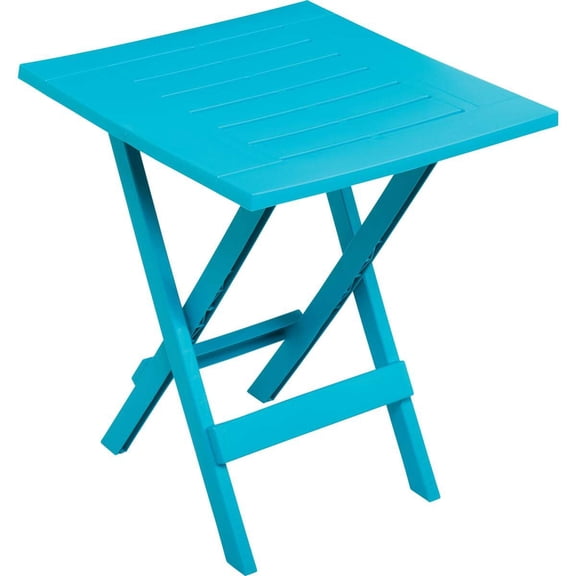 Gracious Living Quick-Fold Outdoor Side Table - Folding, Resin - Square, Intense Teal