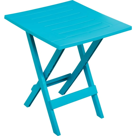 Gracious Living Quick-Fold Outdoor Side Table - Folding, Resin - Square, Intense Teal