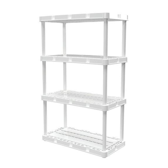 Open Box Gracious Living Resin 4 Shelf Storage Unit System for Garage, White