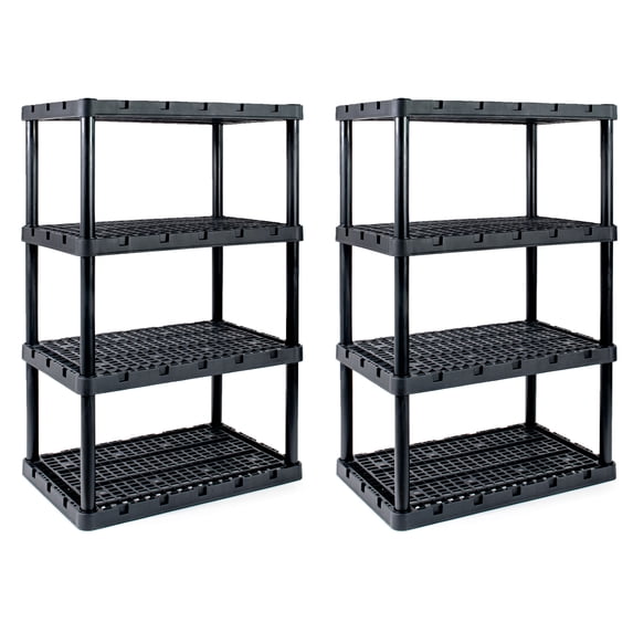 Gracious Living XL 4 Shelf Knect A Shelf Ventilated Heavy Duty Storage, Black, 2 Pack