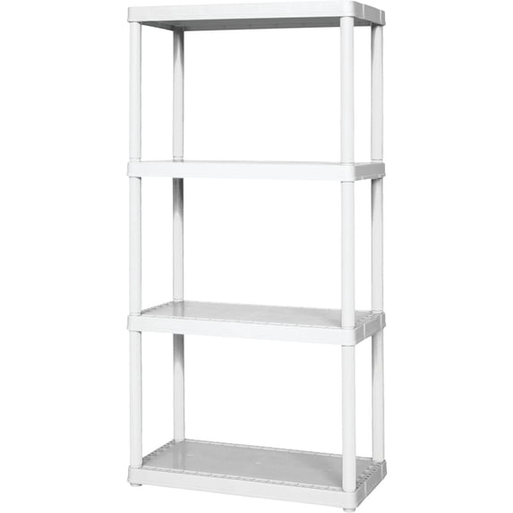 Gracious Living 4 Shelf Light Duty Storage Shelf Unit - Holds 55 Lb - White — Home & Garage Storage, Stackable Design