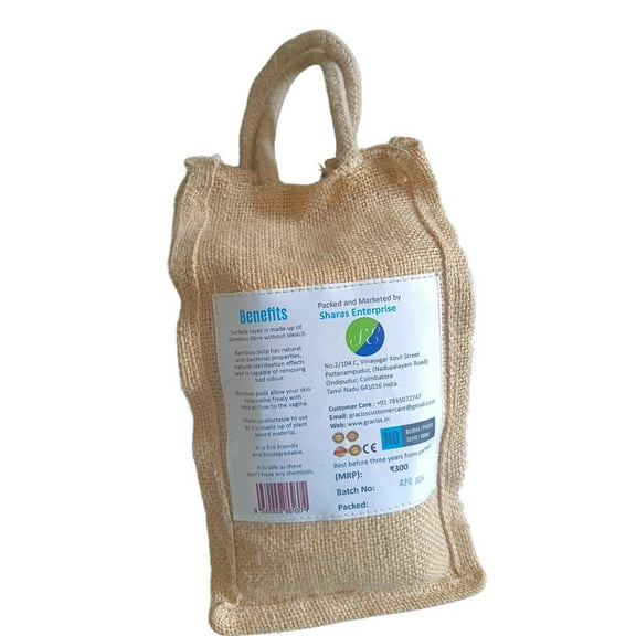 Graciss natural Sanitary Napkins for Women Bamboo |Day Pads | Rash-Free Sanitary Pads | Normal Flow L 240mm-30 pieces pack