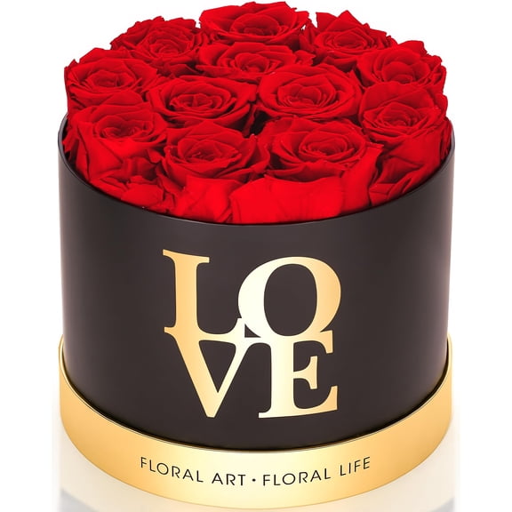 Graclect Preserved Roses in a Box - 12 Real Forever Flowers, Luxury Round Flower Gift for Her, Elegant Red Roses for Valentines Day, Anniversary & Home Dcor Y101