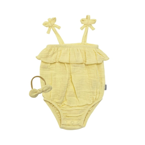 Graco 2pc Muslin Romper and Headband, Yellow