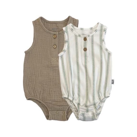 Graco 2pc Rompers - Tan/Cream Stripes