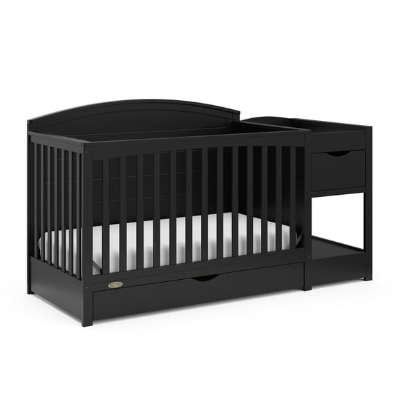 Graco Bellwood 5-in-1 Convertible Baby Crib and Changer with Drawer, Black