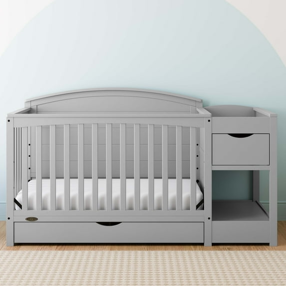 Graco Bellwood 5-in-1 Convertible Baby Crib and Changer with Drawer, Pebble Gray