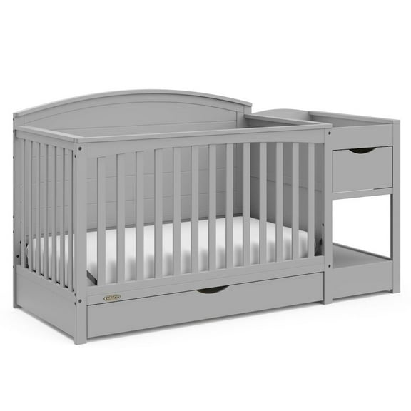 Graco Bellwood 5-in-1 Convertible Baby Crib and Changer with Drawer, Pebble Gray