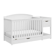 Graco Bellwood 5-in-1 Convertible Crib and Changer and Premium Crib & Toddler Mattress Bundle, Pebble Gray