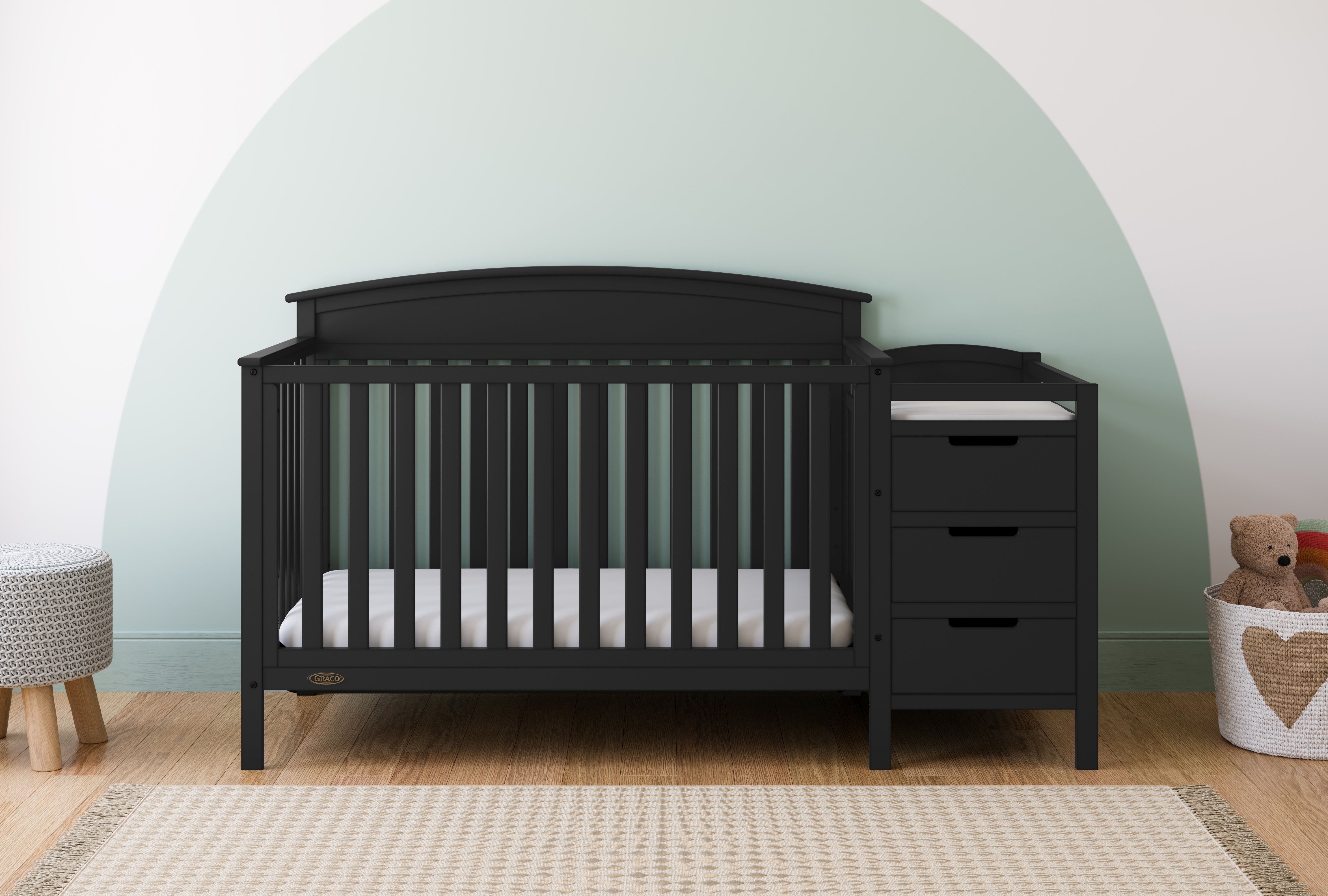 Graco Benton 4-in-1 Convertible Baby Crib and Changer, Black