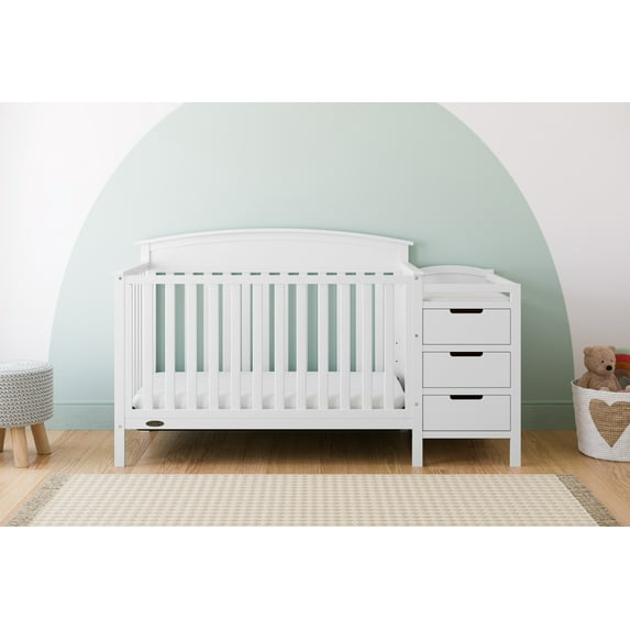 Graco Benton 4-in-1 Convertible Baby Crib and Changer, White
