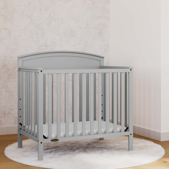 Graco Benton 4-In-1 Convertible Mini Baby Crib, Pebble Gray