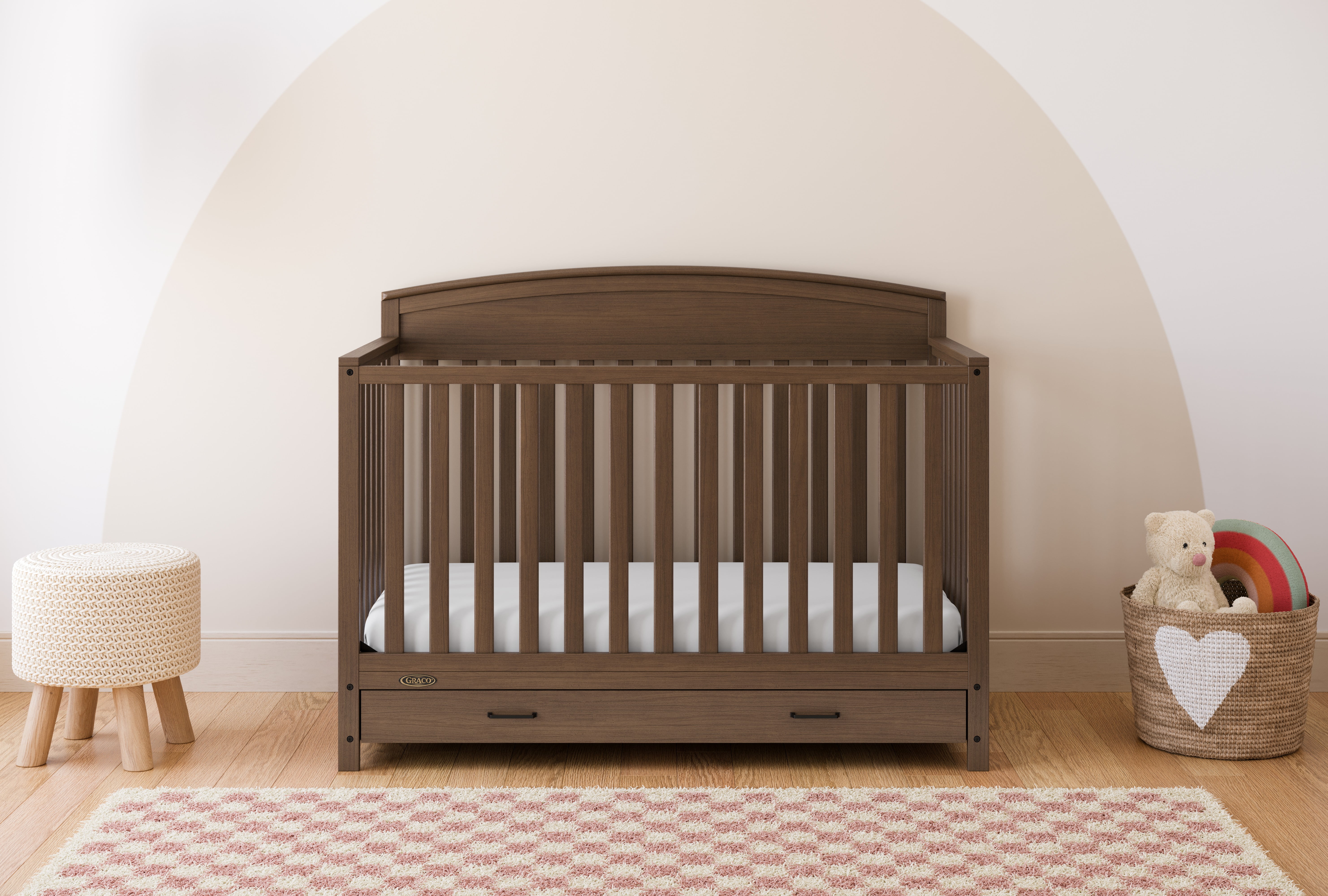 Graco Benton 5-in-1 Convertible Baby Crib with Drawer, Hazelnut