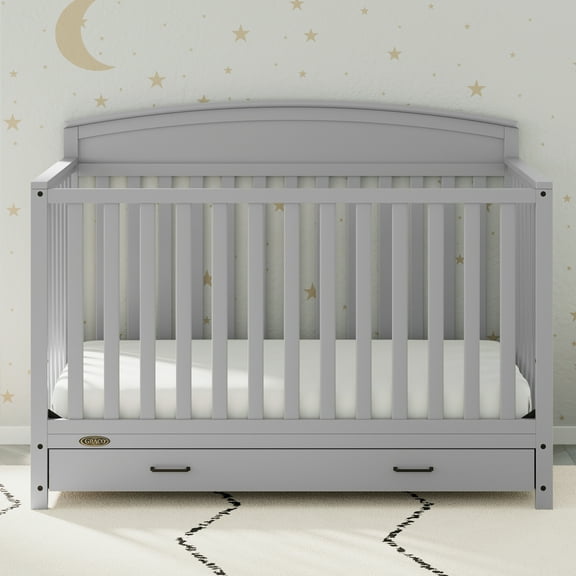 Graco Benton 5-in-1 Convertible Baby Crib with Drawer, Pebble Gray