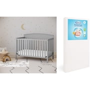 Graco Benton 5-in-1 Convertible Crib and Premium Crib & Toddler Mattress Bundle, Pebble Gray