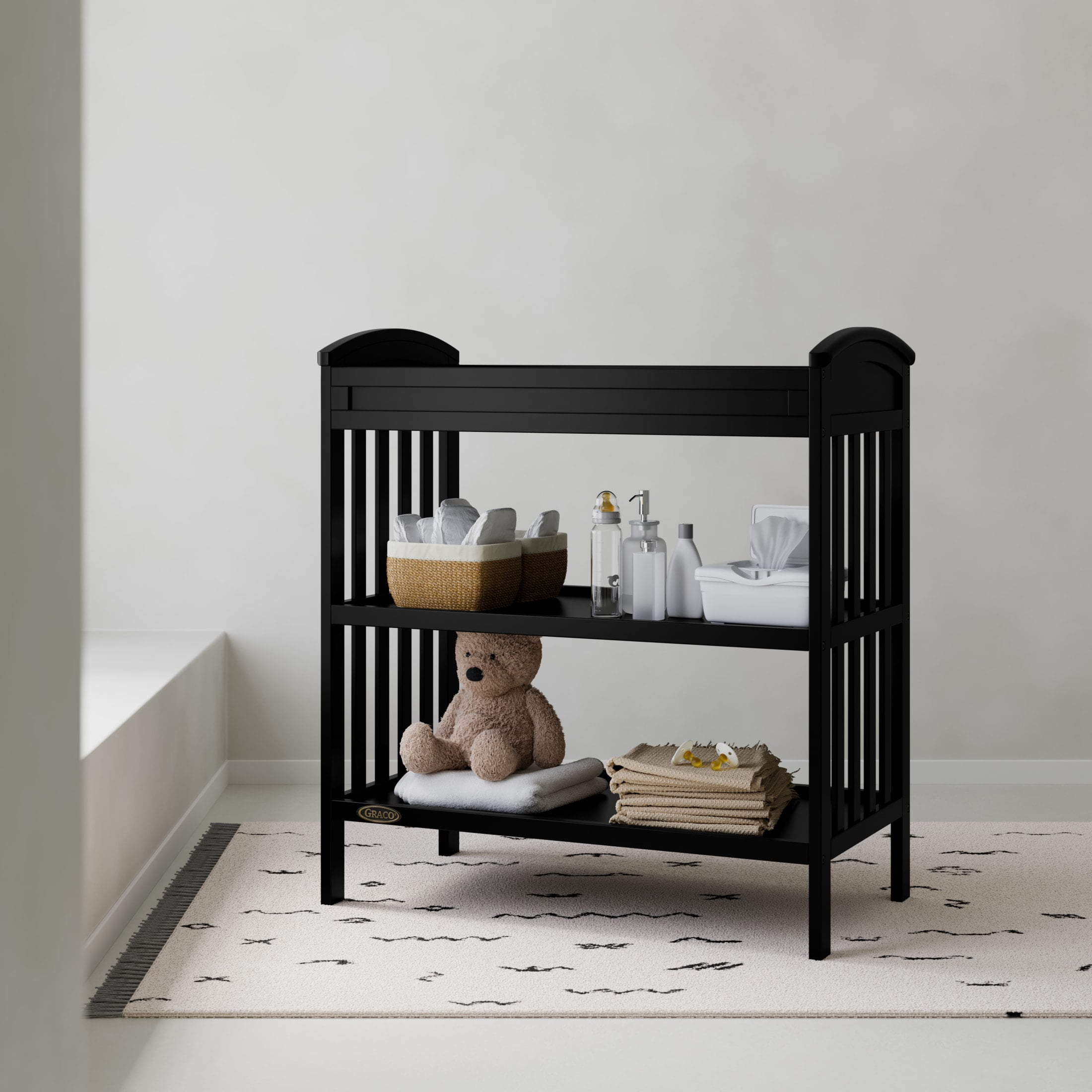 Graco Benton Infant Changing Table with Bonus Water-Resistant Changing Pad, Black