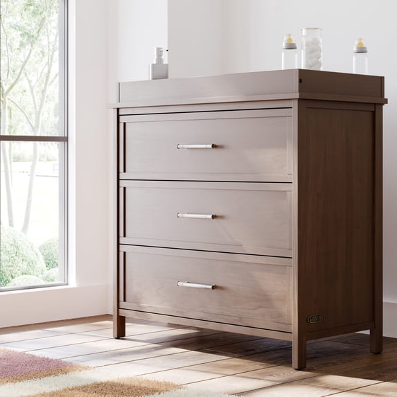 Graco Classic 3 Drawer Dresser with Infant Changing Topper, Hazelnut