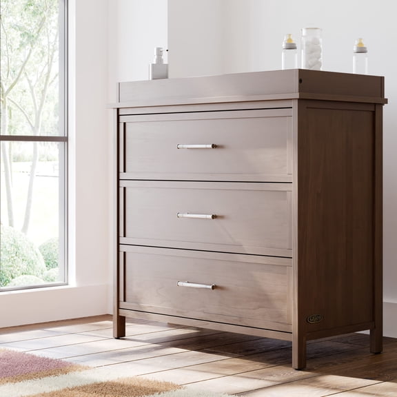 Graco Classic 3 Drawer Dresser with Infant Changing Topper, Hazelnut