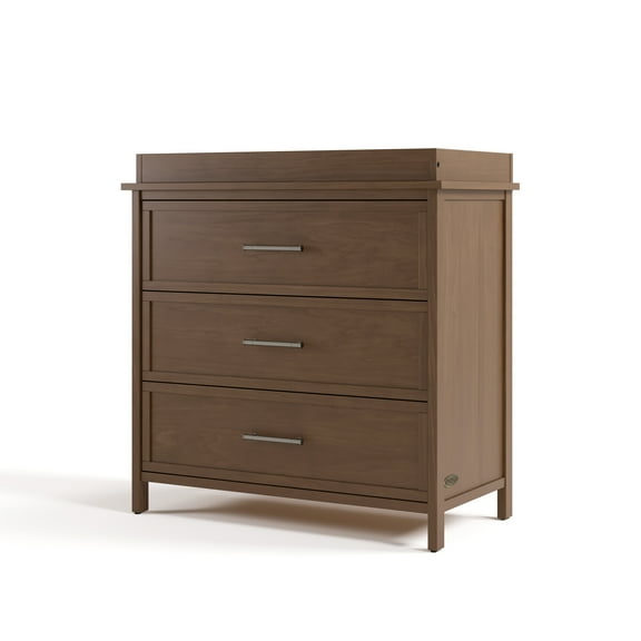 Graco Classic 3 Drawer Dresser with Infant Changing Table Topper, Hazelnut