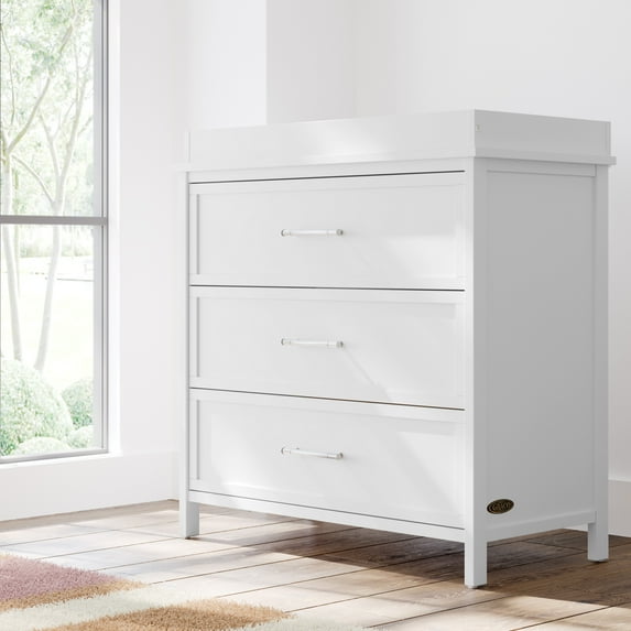 Graco Classic 3 Drawer Dresser with Infant Changing Table Topper, White