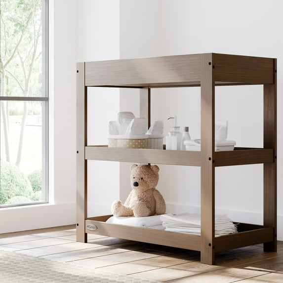 Graco Customizable Infant Changing Table with Changing Pad, Hazelnut