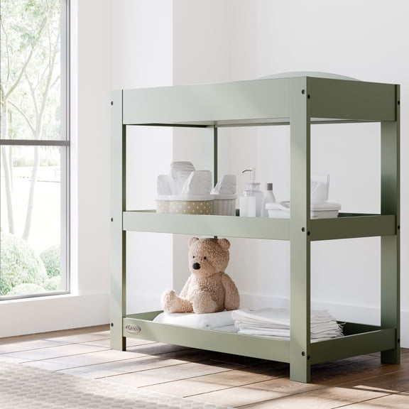 Graco Customizable Infant Changing Table with Changing Pad, Olive