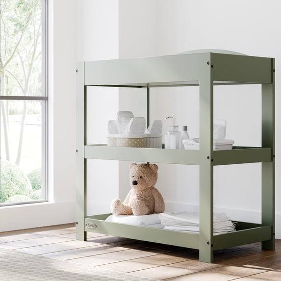 Graco Customizable Infant Changing Table with Changing Pad, Olive
