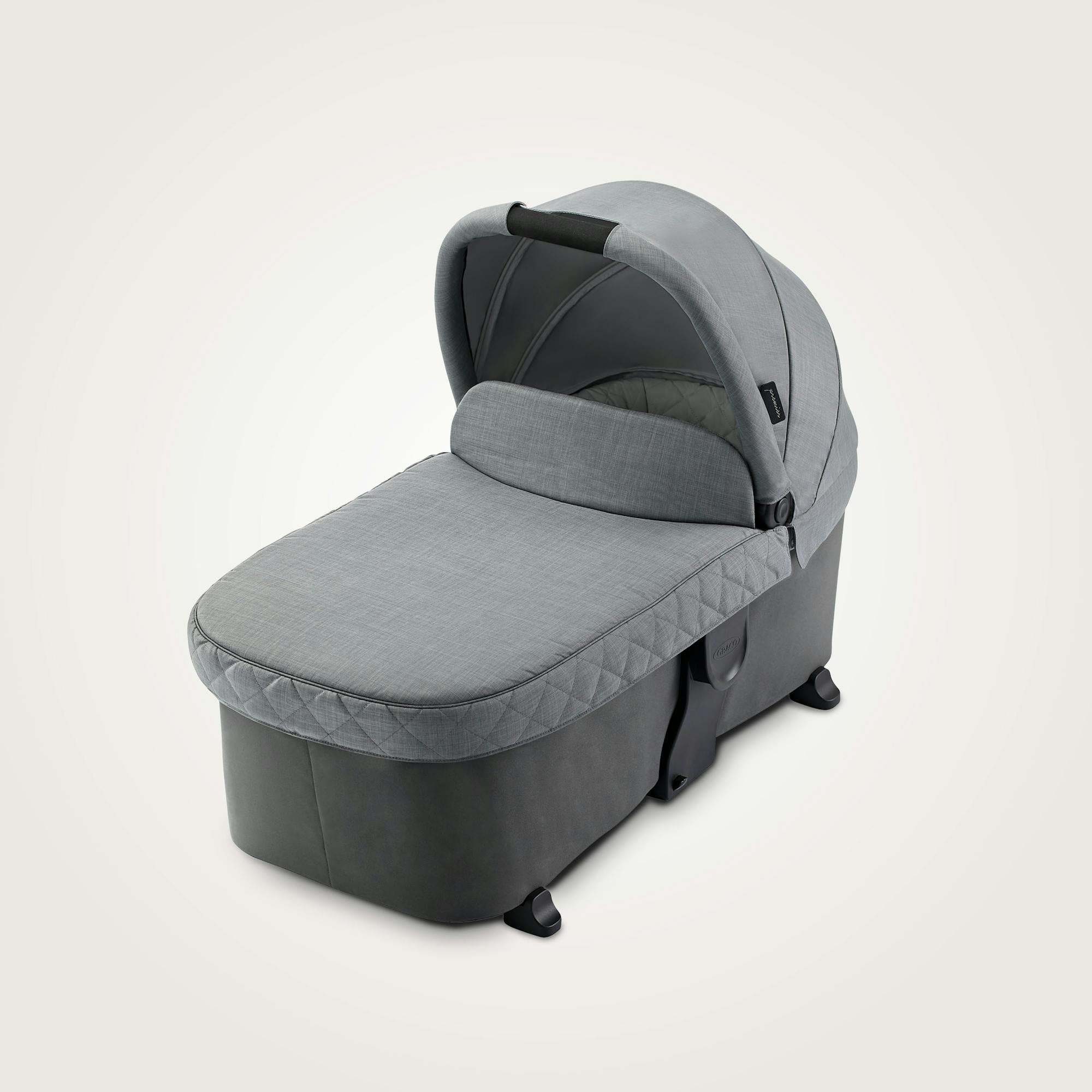 Midtown Grey Vegan Leather Travel Bassinet with Canopy