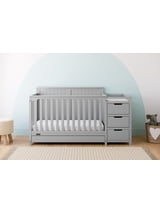 Graco Hadley 5-in-1 Convertible Baby Crib and Changer with Drawer, Pebble Gray