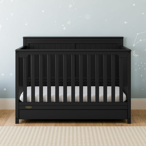 Graco Hadley 5-in-1 Convertible Baby Crib with Drawer, Black