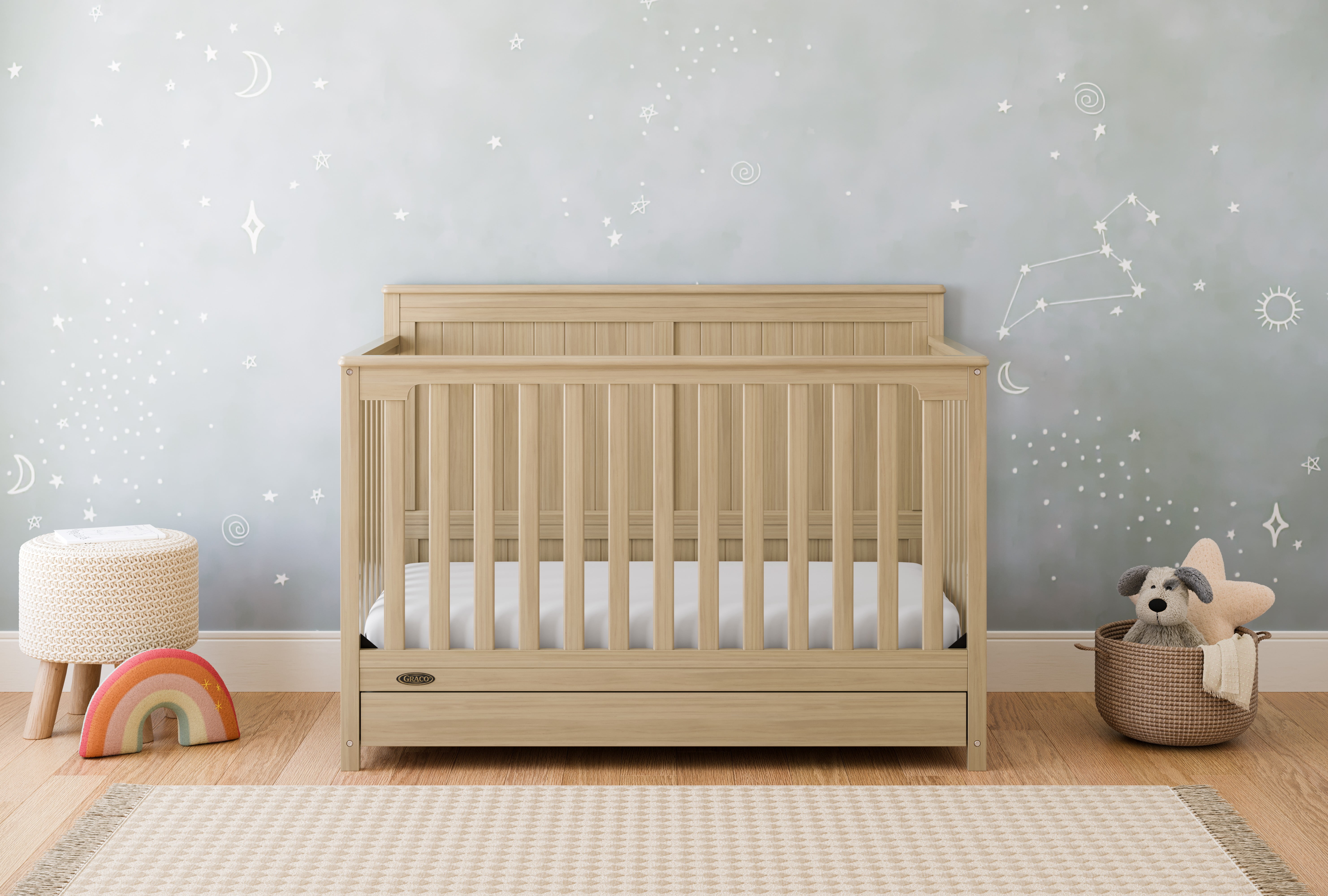 Graco Hadley 5-in-1 Convertible Baby Crib with Drawer, Driftwood