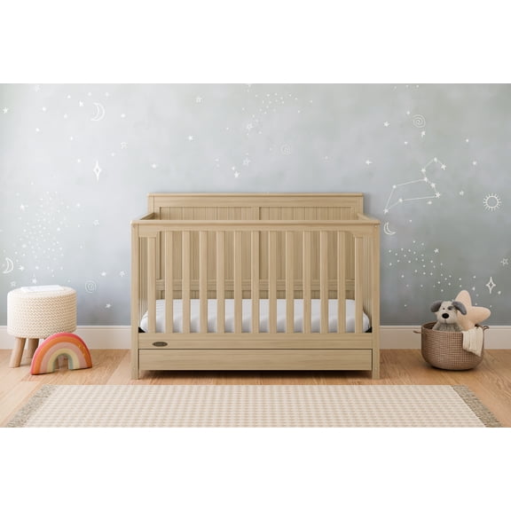 Graco Hadley 5-in-1 Convertible Baby Crib with Drawer, Driftwood