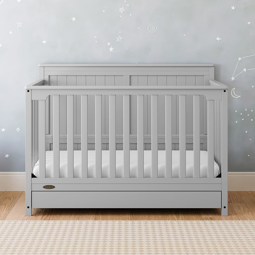 Graco Hadley 5-in-1 Convertible Baby Crib with Drawer, Pebble Gray