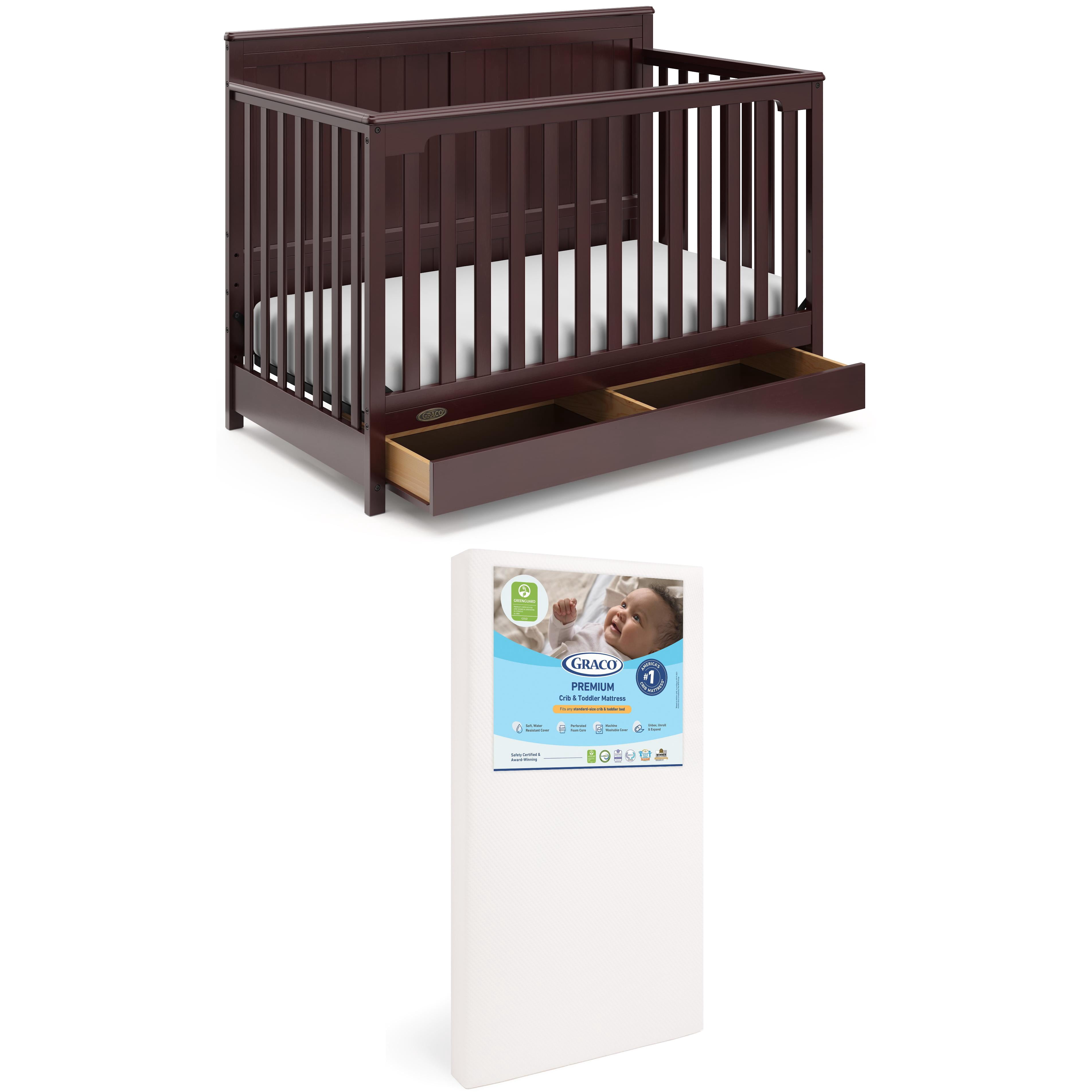 Graco Hadley 5-in-1 Convertible Crib with Drawer and Premium Crib