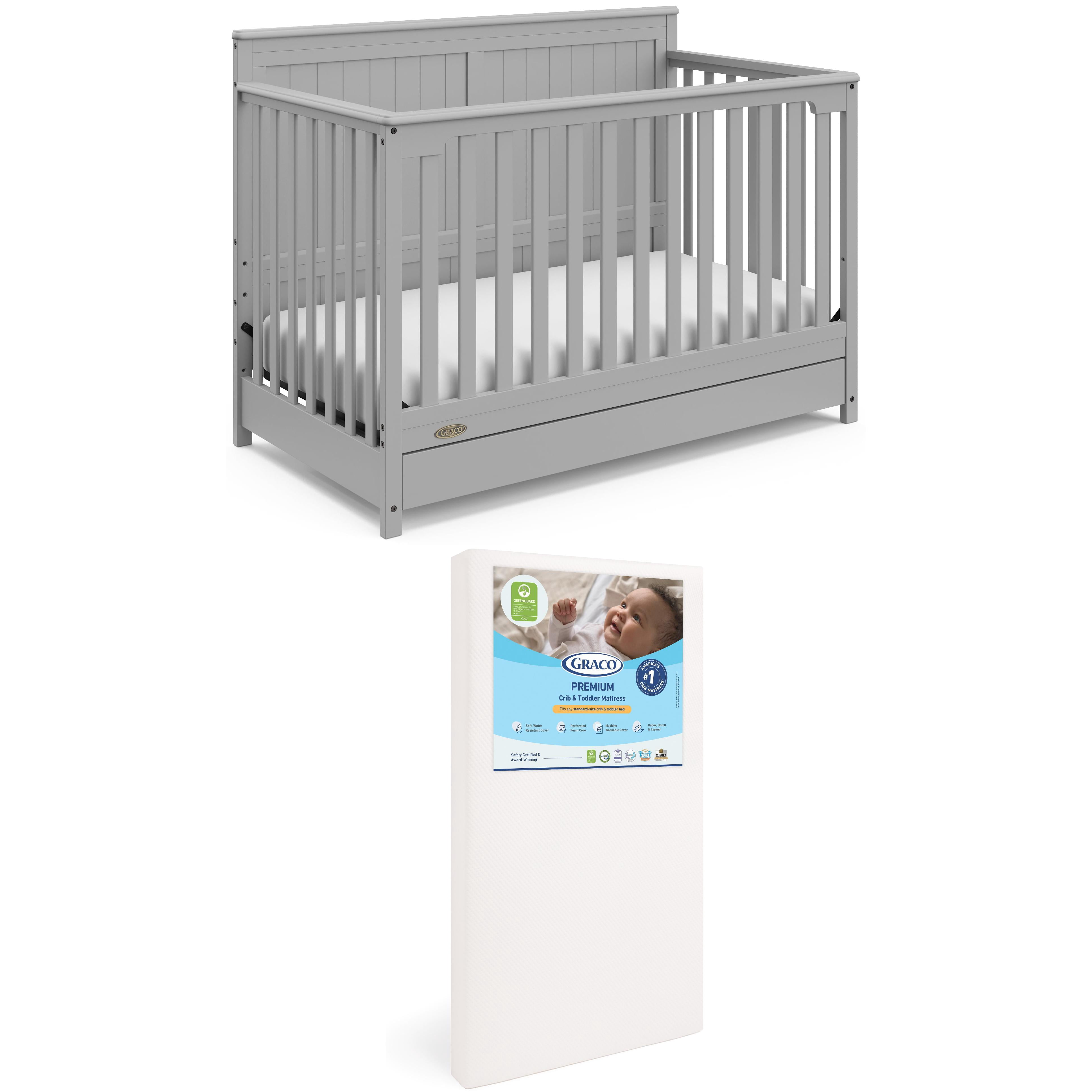 Graco Hadley 5-in-1 Convertible Crib with Drawer and Premium Crib
