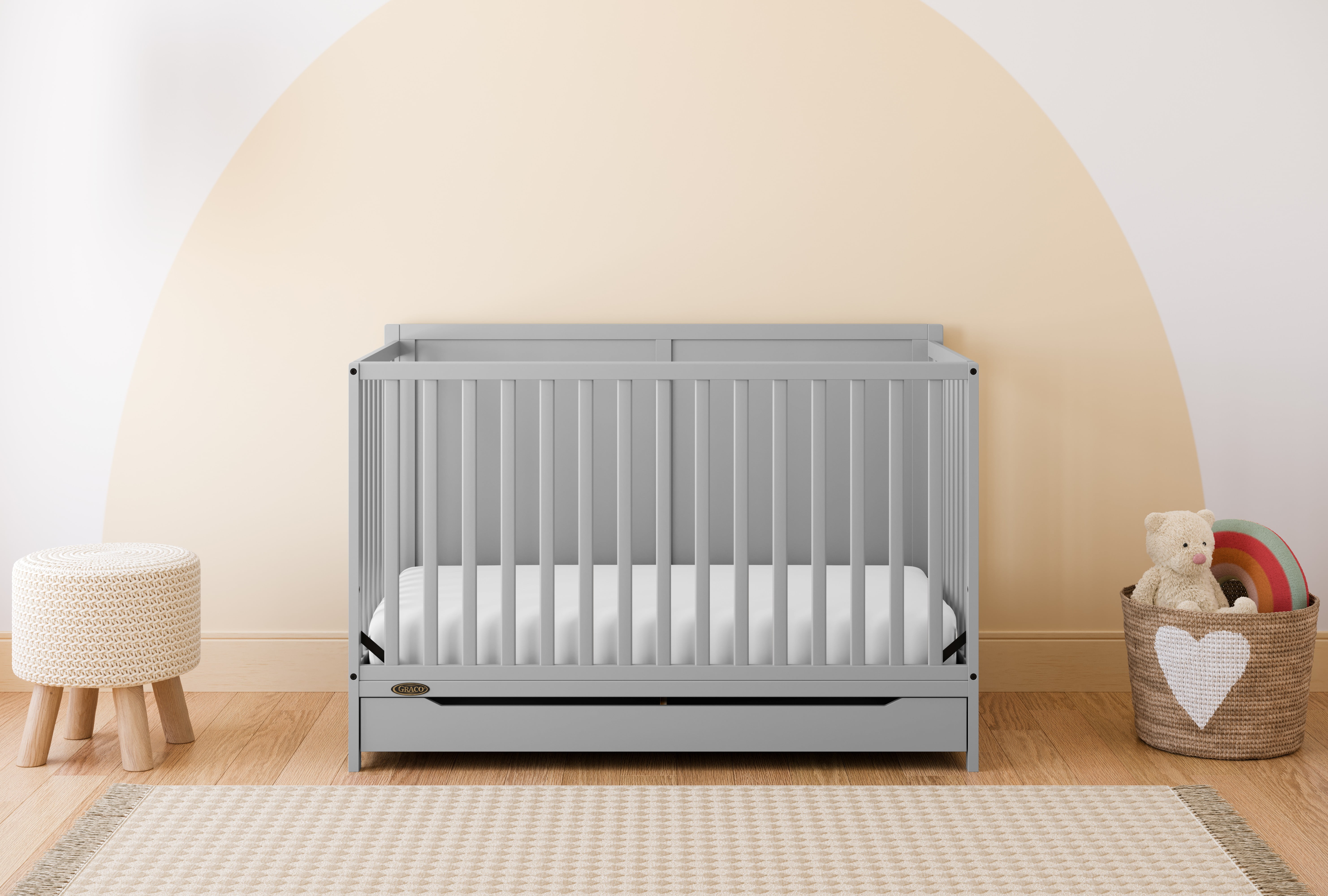 Graco Melrose 5-in-1 Convertible Baby Crib with Drawer, Pebble Gray