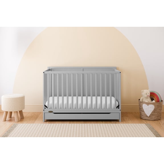 Graco Melrose 5-in-1 Convertible Baby Crib with Drawer, Pebble Gray