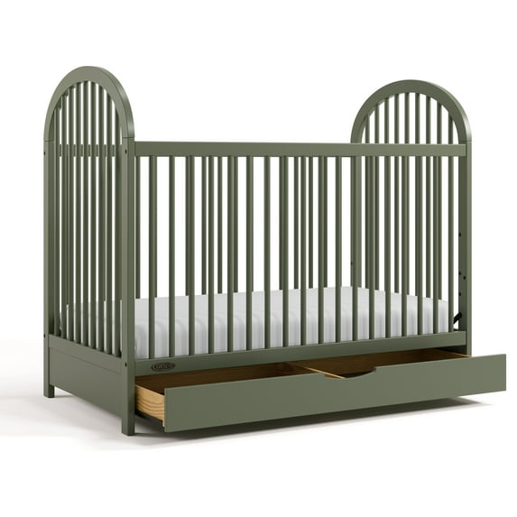 Graco Olivia 3-In-1 Convertible Baby Crib with Drawer, Olive