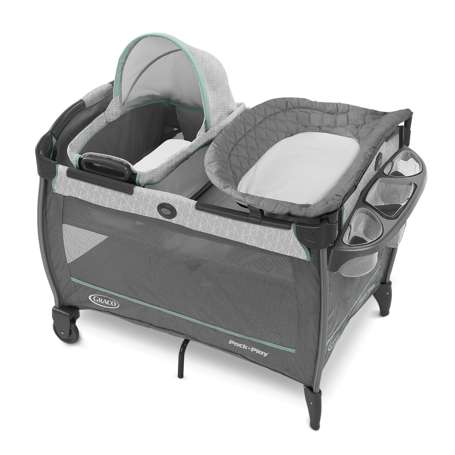 Graco Pack 'n Play Close2Baby Bassinet Playard, Derby, Grey