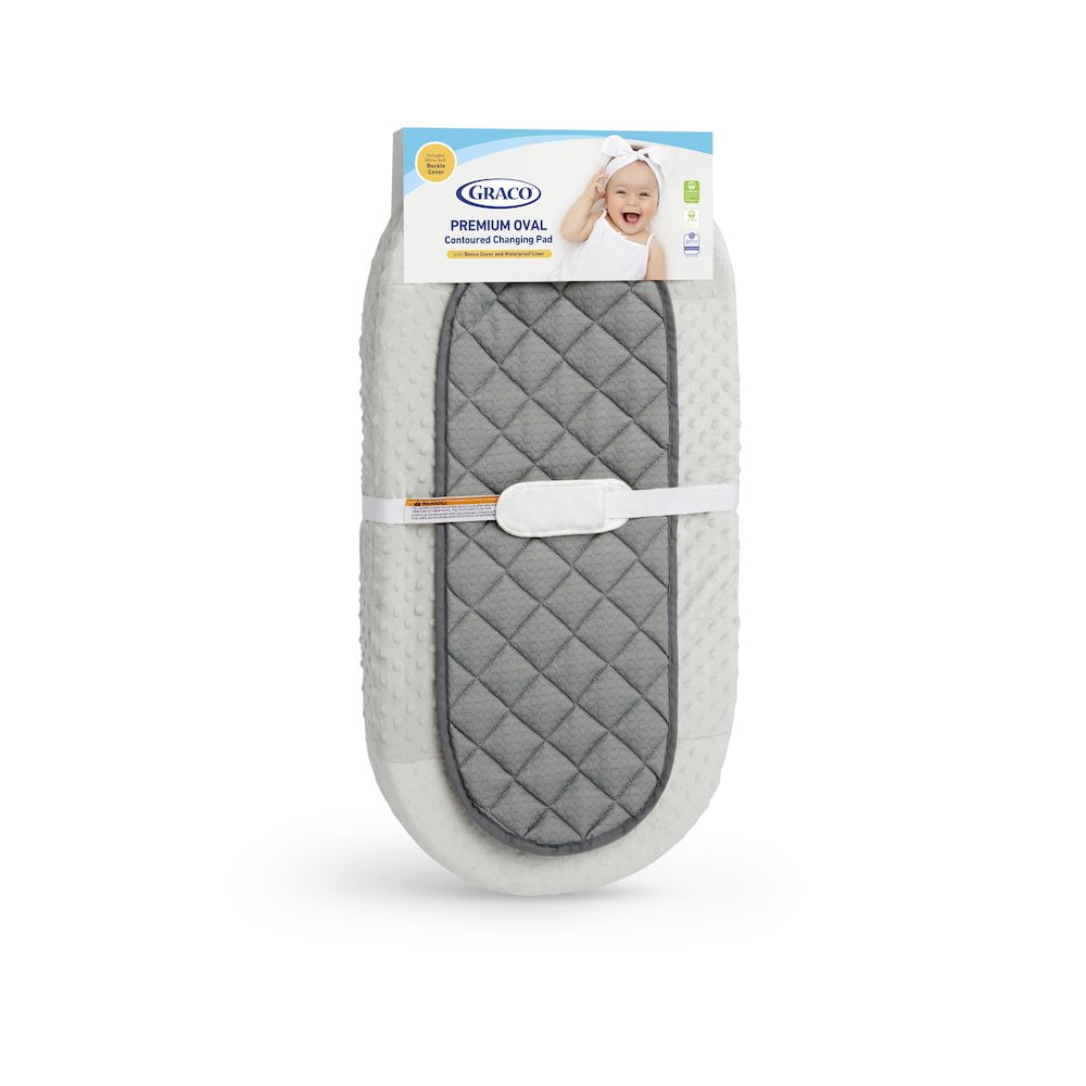 Graco Gray and White Oval Contoured Changing Pad with Cover