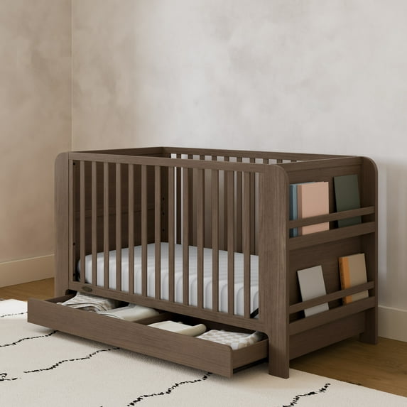 Graco Read-with-Me 4-in-1 Convertible Baby Crib with Drawer, Hazelnut