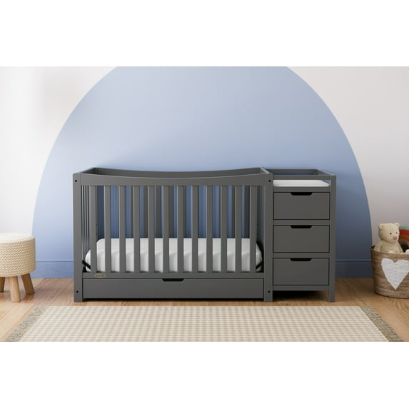 Graco Remi 4-in-1 Convertible Baby Crib and Changer, Gray
