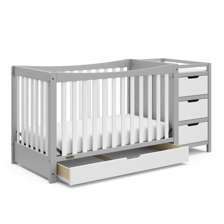 Graco Remi 4-in-1 Convertible Baby Crib and Changer, Pebble Gray/White